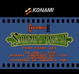 Castlevania II Simon's Quest title screen for NES